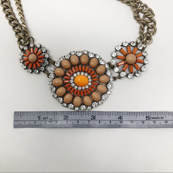 J. Crew Orange and Tan Statement Necklace - Picture 7 of 10